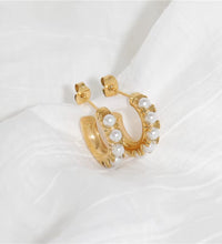 New Trendy Earring 18K Gold Plated Basic Pearl Hoop Earrings for Women Stainless Steel Fashion Jewelry Wholesale