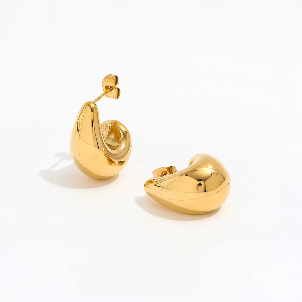 Trend 18K PVD Gold Plated Waterproof Hollow Waterdrop Stainless Steel Hoop Earring Fashion Jewelry
