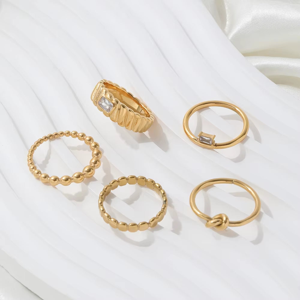 Ins Hot High End 18K Gold Plated Simple Knot Rings Stainless Steel Rings for Women Tarnish Free Jewelry