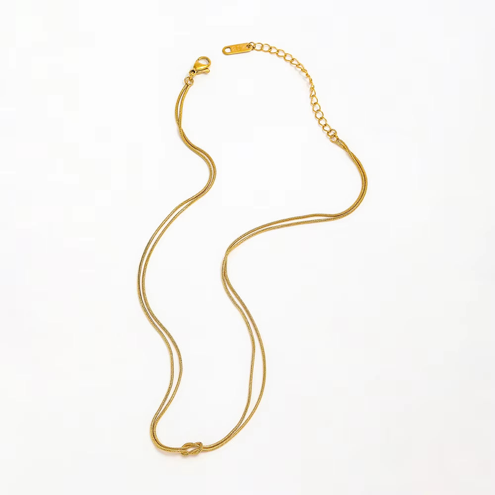 Joolim 18K Gold Plated Double-Layer Snake Chain Necklace Trendy Classic Style Stainless Steel Jewelry Wholesale