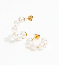 Joolim Jewelry round Glass Pearl Hoop Earring 18K Gold Plated Stainless Steel Women Earring for Women