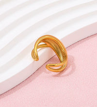 Joolim Jewelry 18K Gold Plated Waterproof Tarnish Free Stainless Steel Chunky Double-Layer Cross Dome Rings for Women