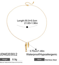 18K Gold Two Fish Pendant Necklace for Women - Hypoallergenic Stainless Steel Beach Style Jewelry