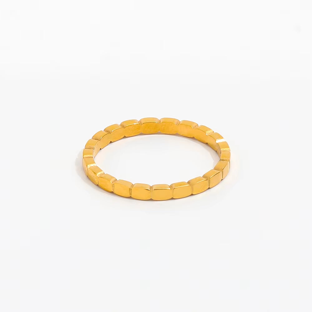 High End 18K Plain Gold Dainty Dot Rings Stainless Steel Trendy Simple Gold Plated Jewelry