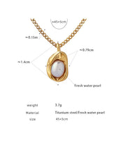 Original Designs 18K Gold Plated Natural Fresh Pearl Irregular Pendant Stainless Steel Necklace Fashion Jewelry