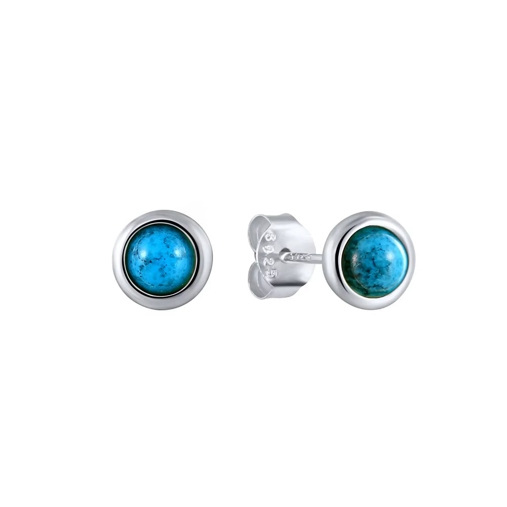 925 Sterling Silver Turquoise Eyes Stud Earrings Europe and American Hot Sell Silver Jewelry