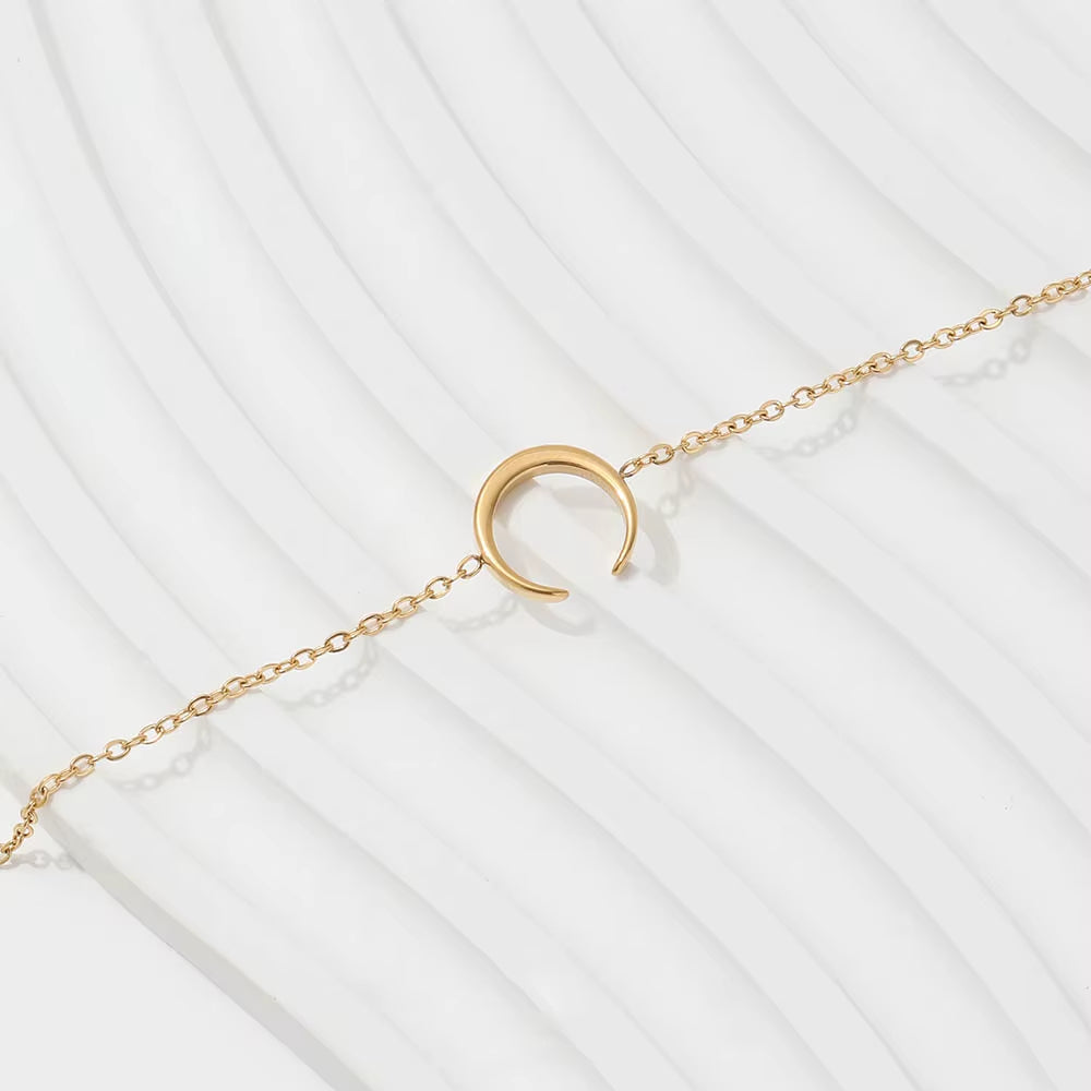 High End Crescent Moon Stainless Steel for Women Wholesale Jewelry 18K Gold Plated Bracelets Geometric