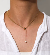 Joolim Snake Chain Pull-Out Type Adjustable Pearl Pendant Necklace Stainless Steel Lariat Necklace Jewelry Wholesale Drop Shippi