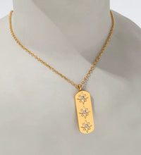Joolim 18K Gold Plated Jewelry Star Zirconia Rectangle Pendant Dainty Chain Necklace Stainless Steel Jewelry