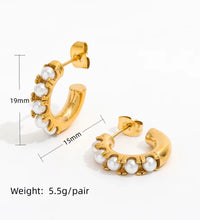 New Trendy Earring 18K Gold Plated Basic Pearl Hoop Earrings for Women Stainless Steel Fashion Jewelry Wholesale