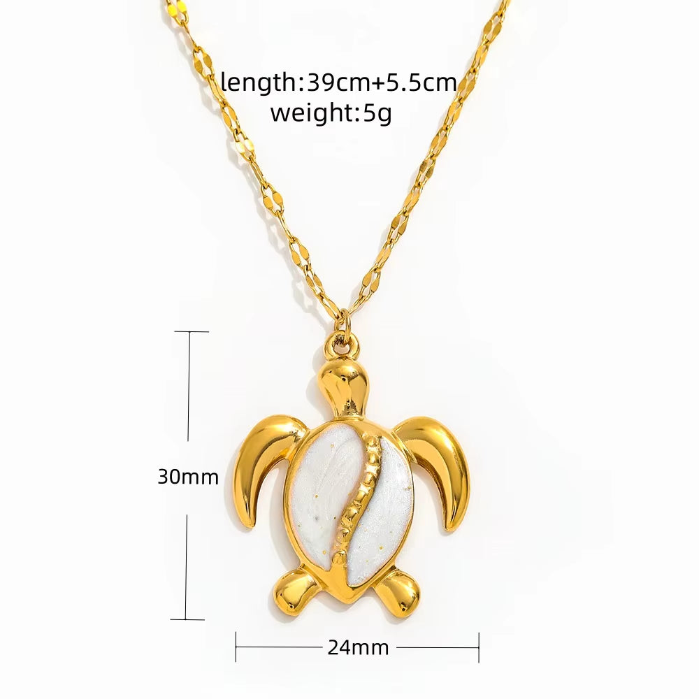 Joolim Jewelry 18K Gold Plated Starfish Sea Snail Turtle Enamel Pendant Necklace Trendy Tarnish Free Gift