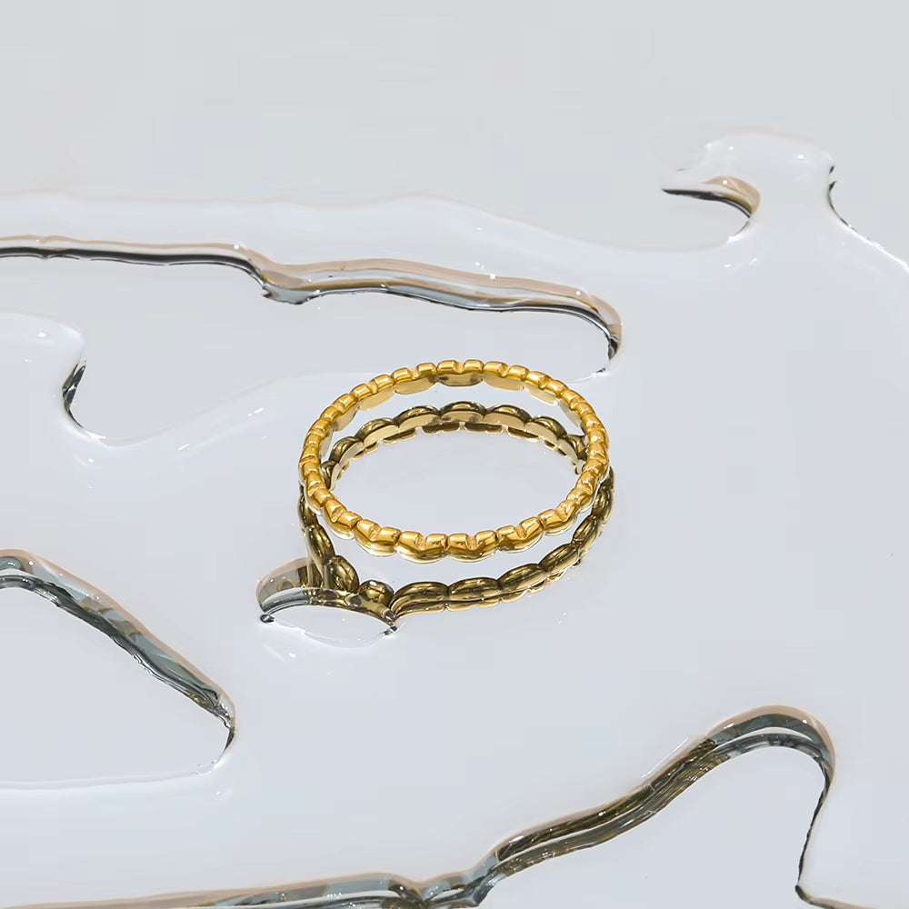 Joolim Jewelry Wholesale 18K Gold Plated Closer Heart Stainless Steel Ring for Women Fashion Jewelry