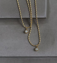 Joolim 18K Gold Plated Mung Bean round Natrual Stone Pendant Bead String Necklace Stainless Steel Tarnish Free Summer Jewelry