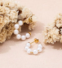 Joolim Jewelry round Glass Pearl Hoop Earring 18K Gold Plated Stainless Steel Women Earring for Women