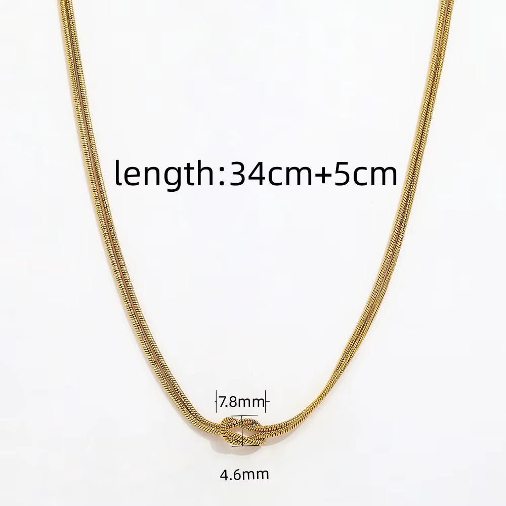 Joolim 18K Gold Plated Double-Layer Snake Chain Necklace Trendy Classic Style Stainless Steel Jewelry Wholesale