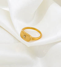 High End Tarnish Free PVD Gold Plated Sunburst Rings Stainless Steel Jewelry