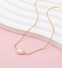 Joolim Jewelry 18K Gold Plated Fresh Water Pearl Dainty Chain Necklace Stainless Steel Fashion Jewelry Wholesale