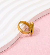 18K PVD Gold Plated White Big Shell Waterdrop Stainless Steel Stamp Ring Trendy Jewelry Wholesale Gift