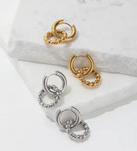 JOOLIM Jewelry PVD 18K Gold Plated Double Rope Chain Hoop Earring Stainless Steel Jewelry Fashion Jewelry