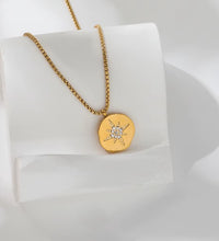 18K Gold Plated Starburst Stainless Steel Pendant Necklace Trendy Jewelry Dainty Pendant Necklace