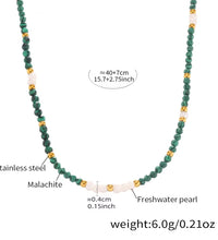 Joolim 18K Gold Plated Malachite Freshwater Pearl Mixed Chain Stainless Steel Necklace Jewelry Wholesale