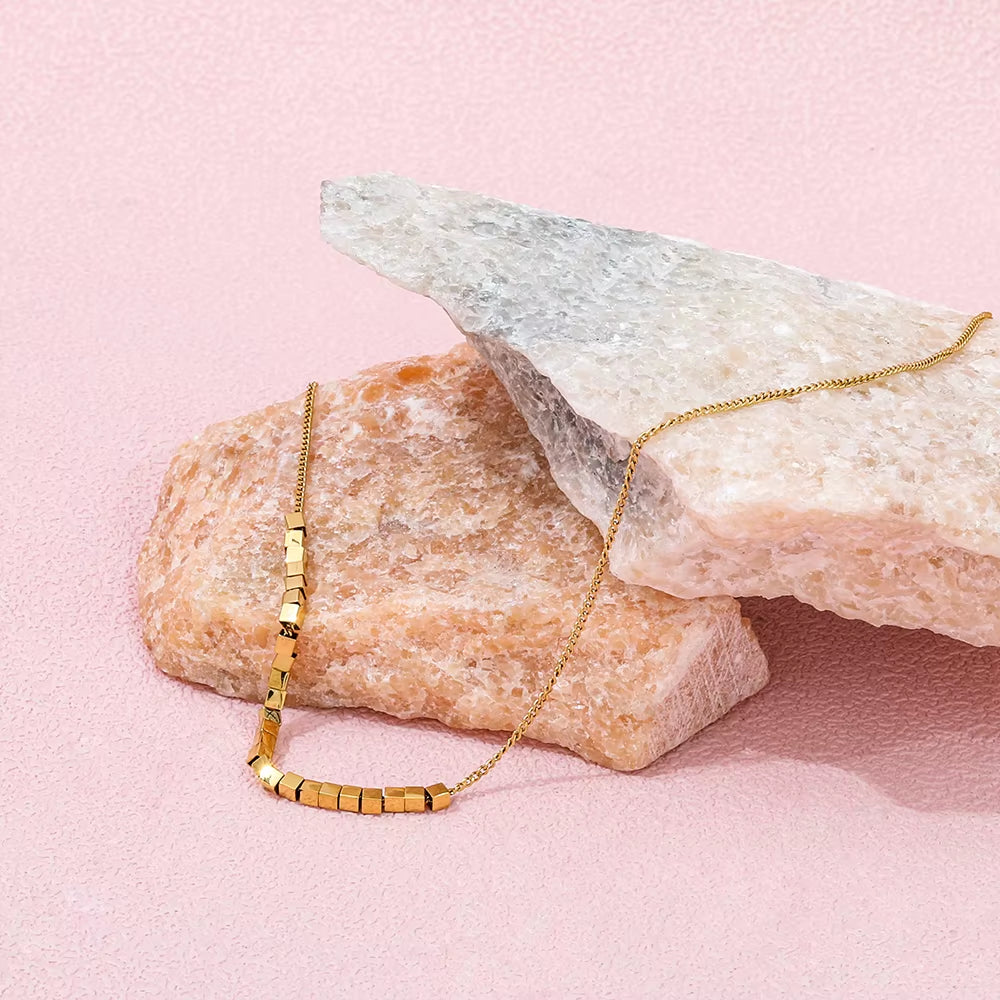 Joolim Jewelry 18K Gold Plated Boxes Pendant Necklace Stainless Steel Fashion Jewelry Wholesale for Women