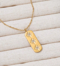 Joolim 18K Gold Plated Jewelry Star Zirconia Rectangle Pendant Dainty Chain Necklace Stainless Steel Jewelry