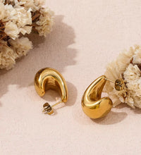 Trend 18K PVD Gold Plated Waterproof Hollow Waterdrop Stainless Steel Hoop Earring Fashion Jewelry