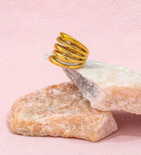 Tarnish Free High End 18K Gold Plated Hollow Multi-Layer Statement Band Ring for Women Stainless Steel Jewelry Gift Wholesale