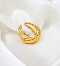 Joolim Jewelry 18K Gold Plated Waterproof Tarnish Free Stainless Steel Chunky Double-Layer Cross Dome Rings for Women