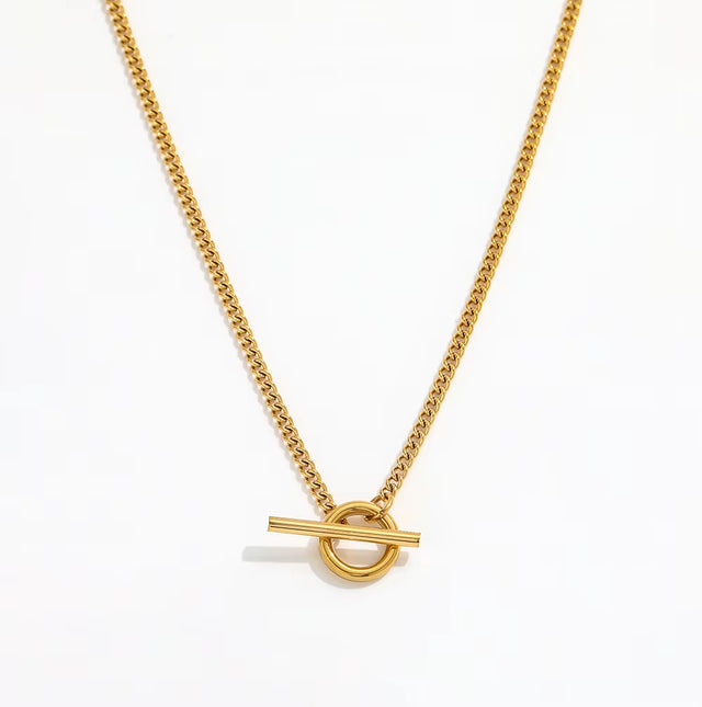 Joolim 18K Gold Plated Dainty Curb Chain Toggle Necklace Stainless Steel Necklace Jewelry Wholesale