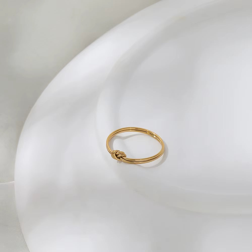 High End PVD 18K Gold Plated Dainty Knot Stainless Steel Rings for Women Trendy Jewelry