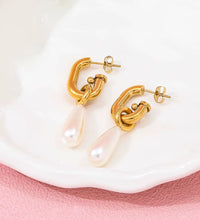 Joolim 18K Gold Plated Wholesale No Fade Elegant Detachable Teardrop round Pearl Hoop Earring Stainless Steel Jewelry