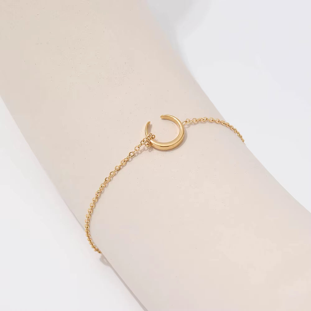 High End Crescent Moon Stainless Steel for Women Wholesale Jewelry 18K Gold Plated Bracelets Geometric