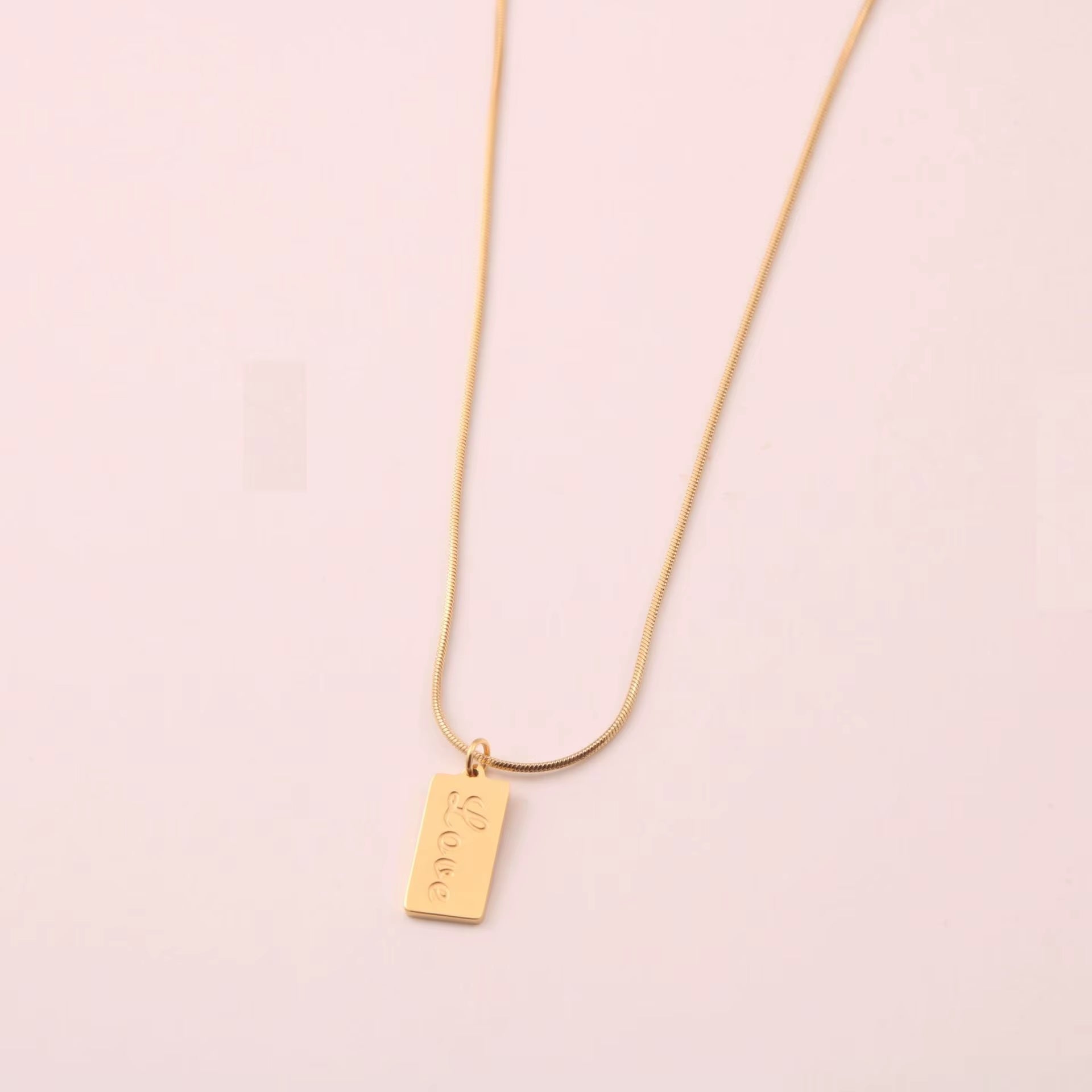 Joolim Jewelry 18K Gold Plated Love Fram Pendant Necklace Stainless Steel Jewelry Wholesale
