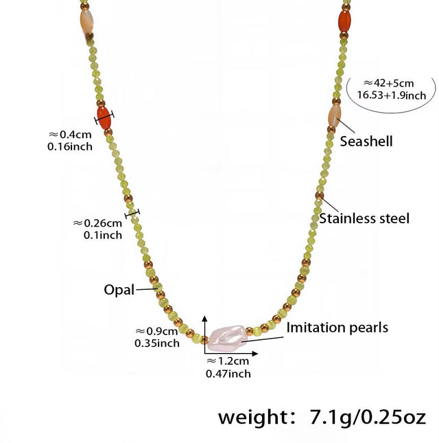 New Trendy Natural Stone Imitation Pearl Stainless Steel Pedant Necklace Waterproof Fashion Jewelry