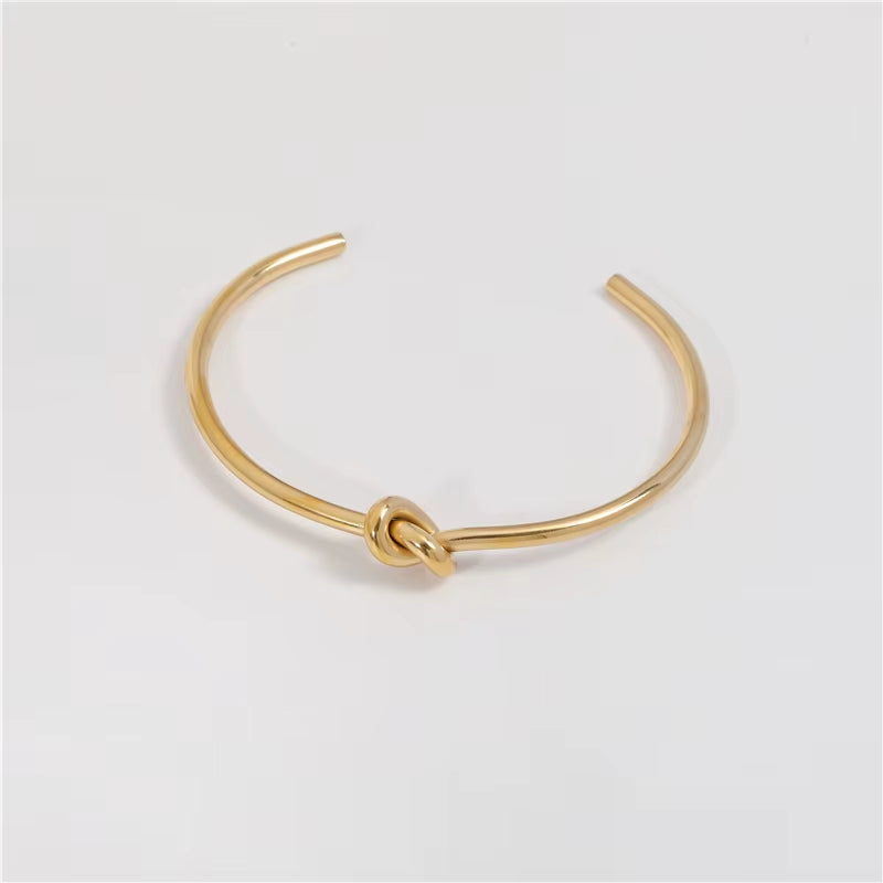 High End Gold Plated Stainless Steel Knot Cuff Bracelet for Women Wholesale Jewelry