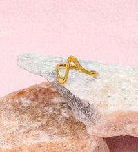 Joolim Jewelry Wholesale 18K Gold Plated Resizable Adjustable Dainty Waved Irregular Lines Stainless Steel Open Ring for Women