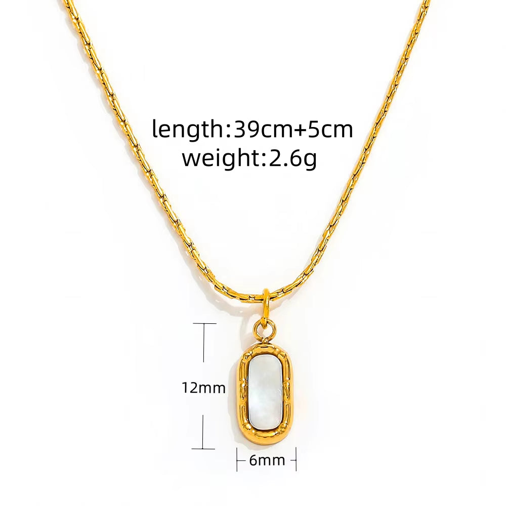 JOOLIM High End Stainless Steel Oval Colorful Natrual Stone Pendant Necklace 18K Gold Plated Jewelry Wholesale
