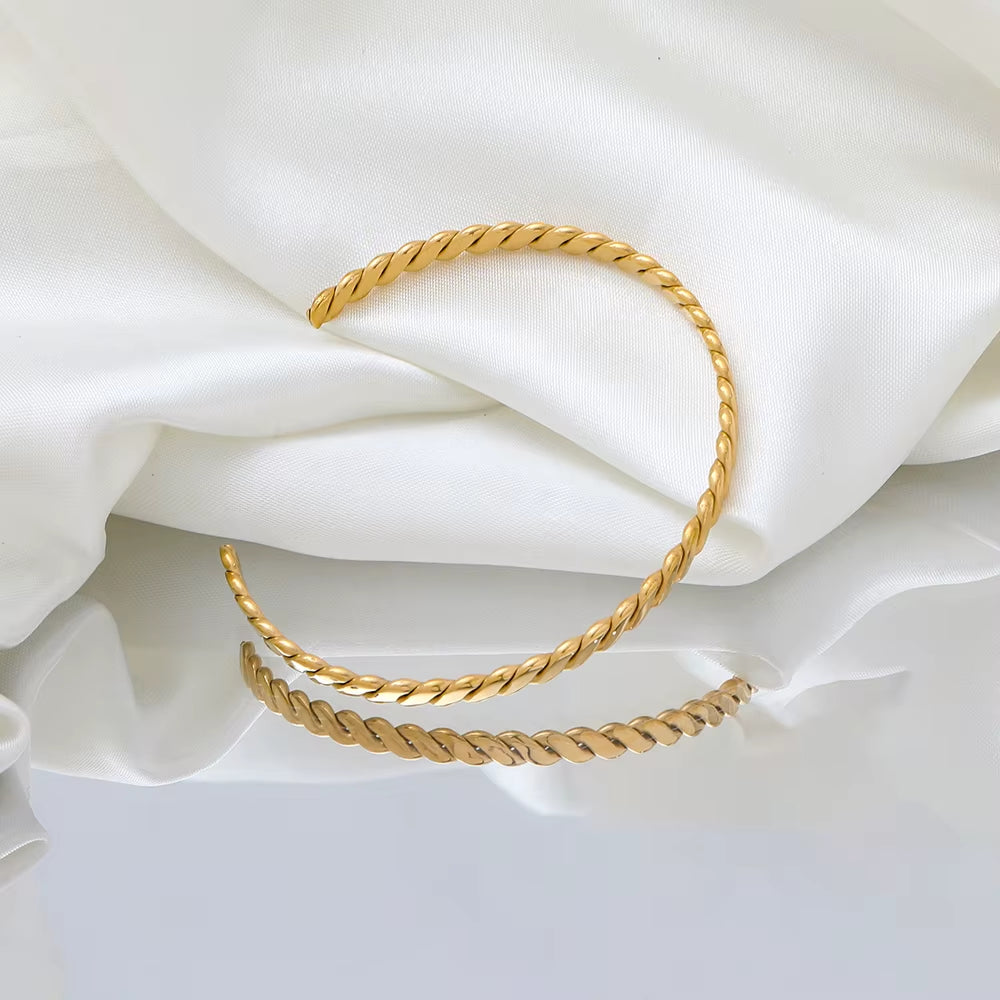 High End 18K PVD Gold Plated Stainless Steel Knit Cuff Bracelet for Women Wholesale Jewelry