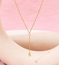 Joolim Jewelry 18K Gold Plated Stainless Steel Necklace Dainty Cubic Double Water Drop Zircon Y Tassel Trendy Parties Gifts