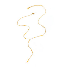 Joolim Jewelry Dainty Square Bar Bead Y Tassel Pendant Necklace 18K Gold Plated Stainless Steel Trendy Necklace