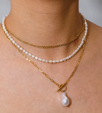 Joolim Jewelry 18K Gold Plated Shell Baroque Pearl Pendant Toggle Paper Pin Necklace Stainless Steel Jewelry