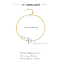 925 Sterling Silver Snowflake Zirconia Pendant Bracelet Fashion Jewelry Gift for Women