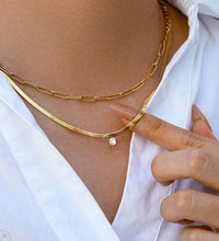 Joolim 18K Gold Plated Jewelry Dainty Zirconia Weld Snake Chain Necklace Stainless Steel Jewelry