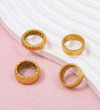 High End 18K PVD Gold Plated Stylish Gear Band Rings for Women Stainless Steel Jewelry Tarnish Free Jewelry