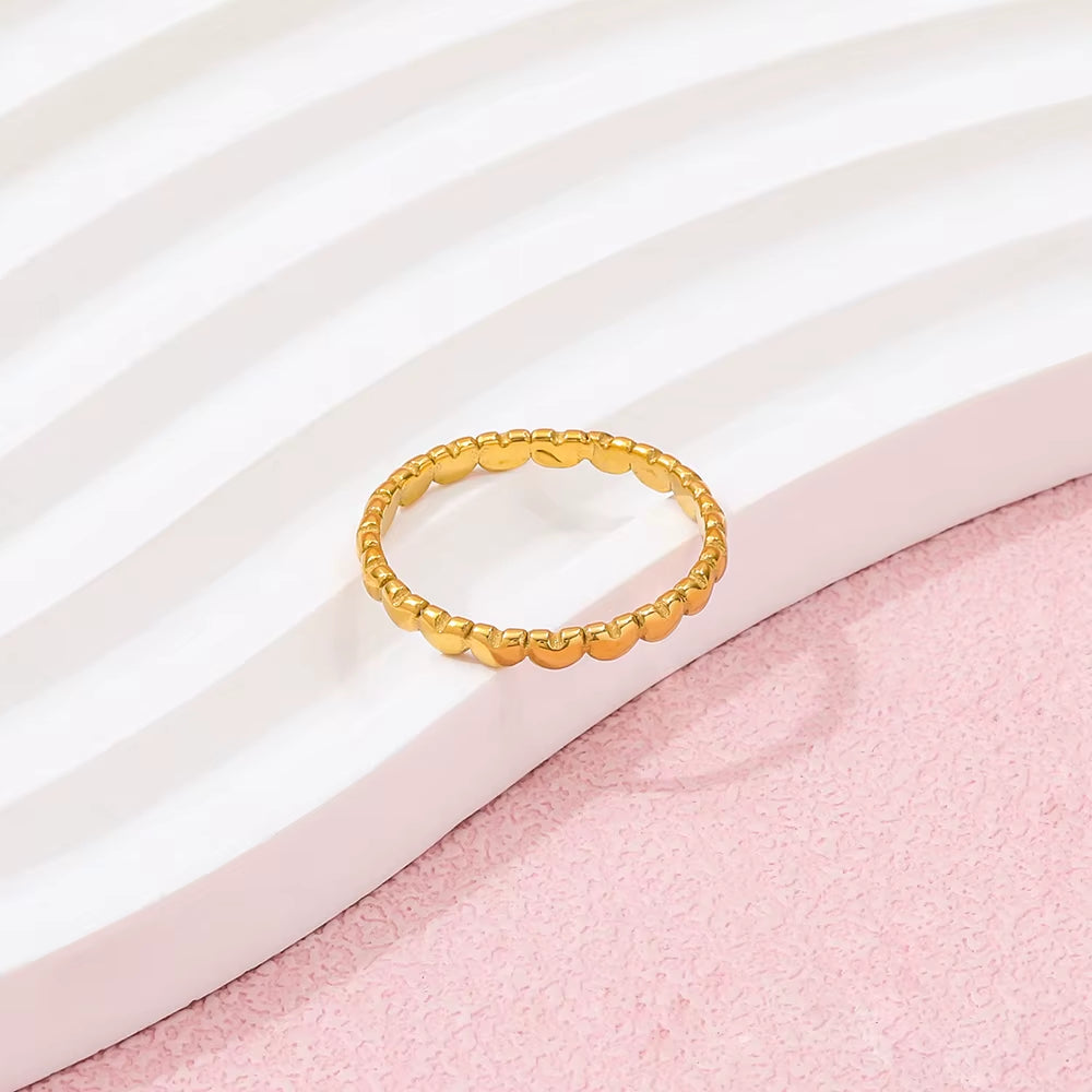 Joolim Jewelry Wholesale 18K Gold Plated Closer Heart Stainless Steel Ring for Women Fashion Jewelry