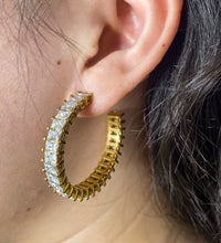 Luxury High Quality CZ Pave Party Chunky Big Crystal Hoop Earring Stainless Steel Jewelry