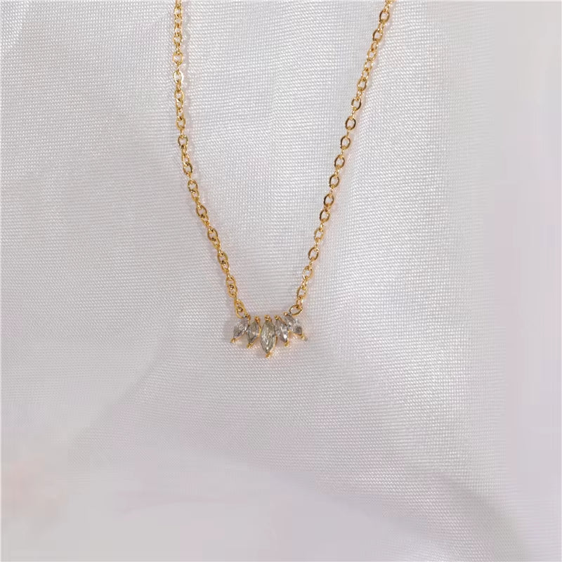 Dainty Tiny 18K PVD Gold Plated Tarnish Free & Waterproof 5 Cubic Zirconia Pave Stainless Steel Earring Fashion Jewelry