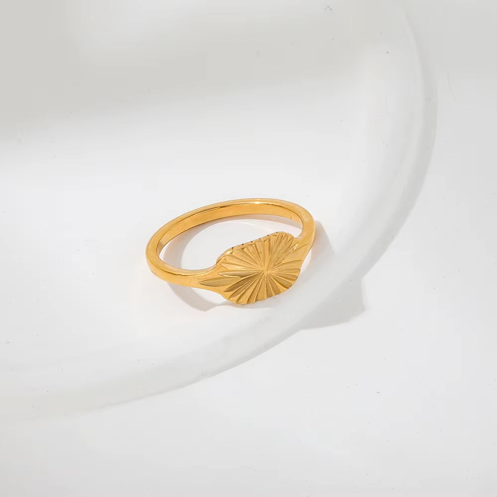 2020 High End Gold Finish Sunburst Band Finger Rings for Women Trendy Earring Wholesale Shiny Stainless Steel Ring